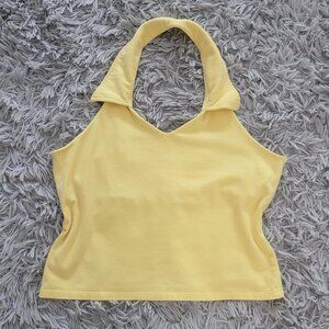 Vintage Pastel Yellow Collared Halter top